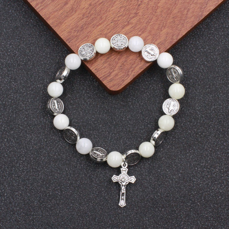 Cross Vintage Fashion Obsidian Agate With Bracelet