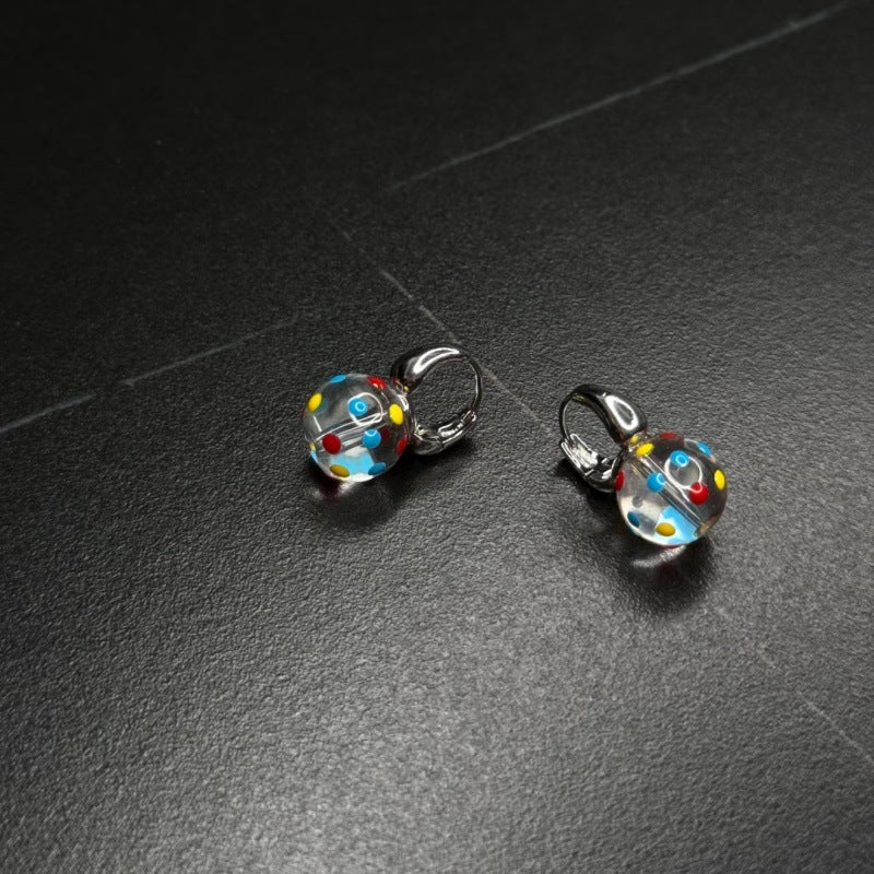 Vintage Pink Geometric Sweet Flowers Ear Stud Earrings