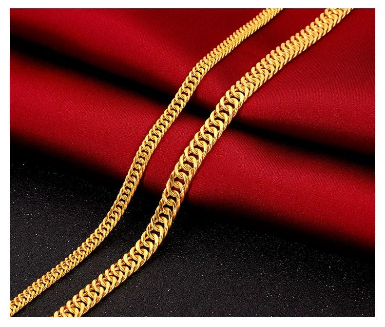 Men's Gold Fu Character Horsewhip Domineering Simulation Flat Chain Necklaces