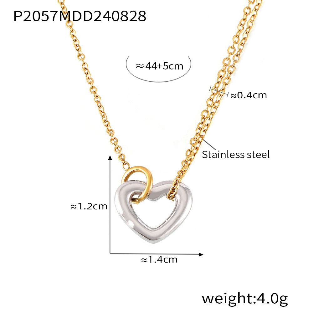 Women's French Hollow Heart Stainless Steel Gold-plated Bracelets