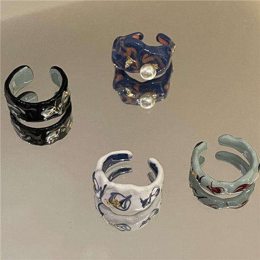 Niche Gold Foil Sealing Glaze Dripping Oil Opening Rings