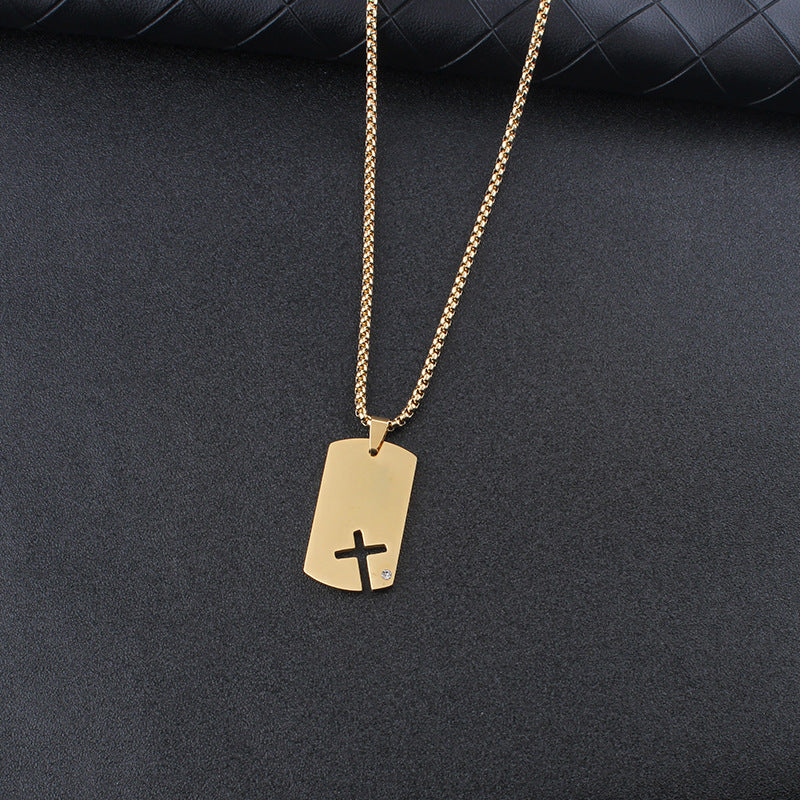Men's & Women's Personalized Simple Dog Tag Hollow Cross Pendants