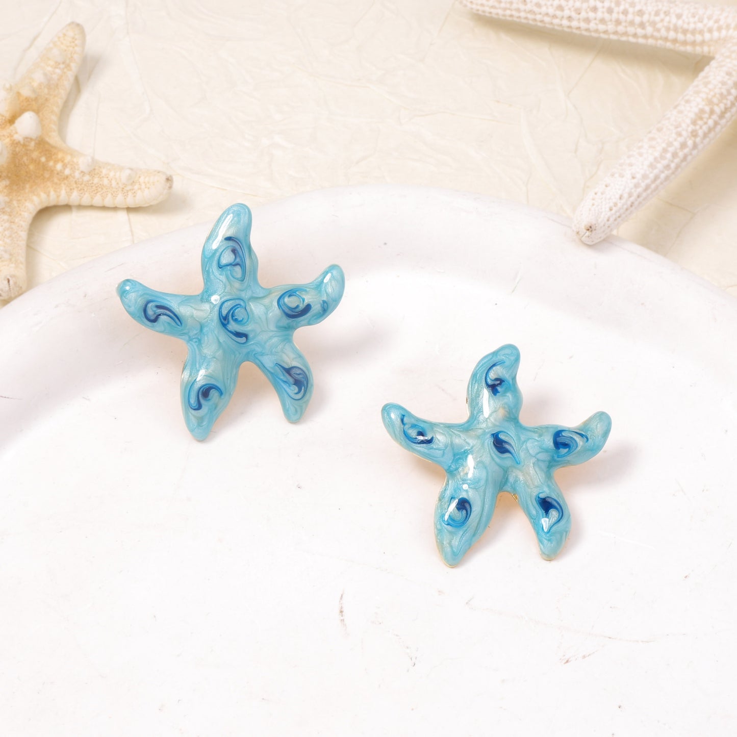 Fashion Trendy Ocean Casual Style Metal Geometry Starfish Five-pointed Star Earrings