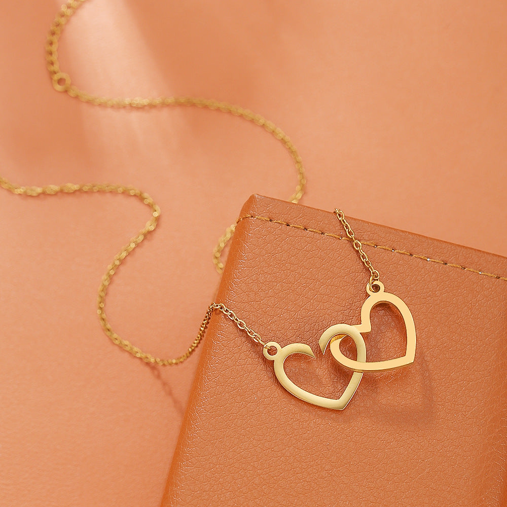 Steel Cross Love Couple Sweater Clavicle Necklace