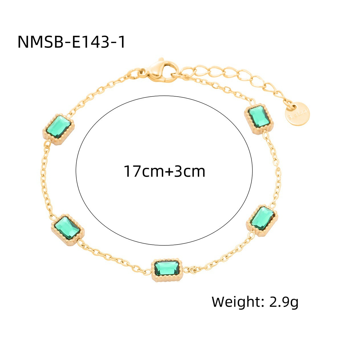 Square Colorful Crystals Titanium Steel Female Affordable Luxury Fashion Bracelet