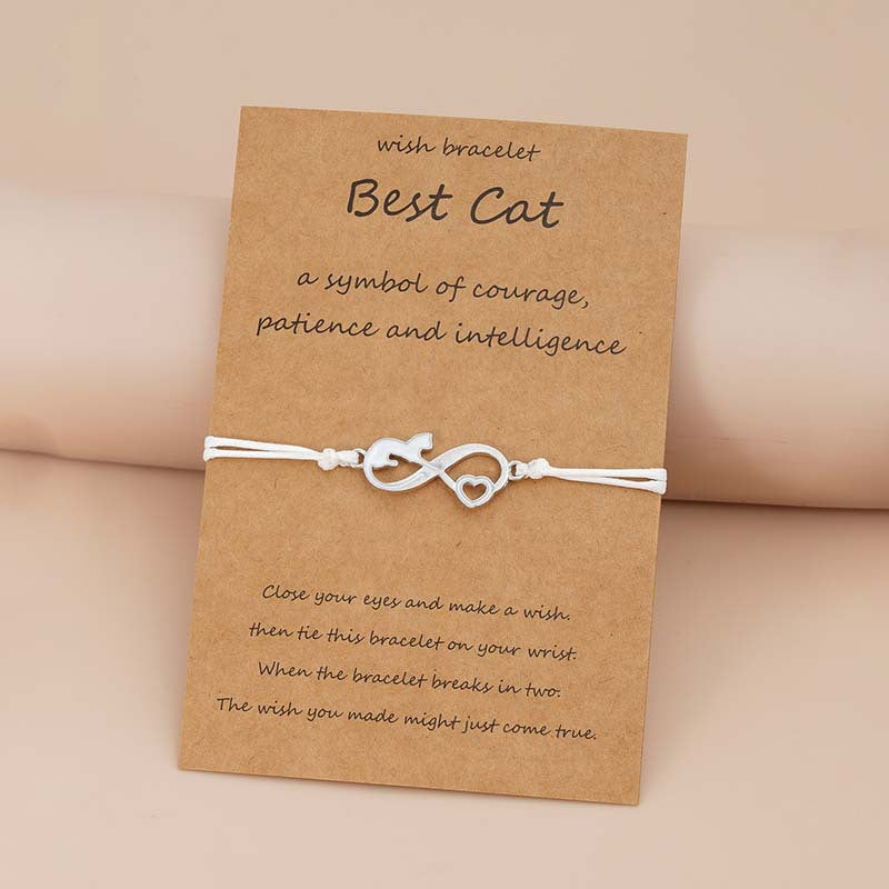Cat Card Style Alloy Woven Adjustable Bracelets