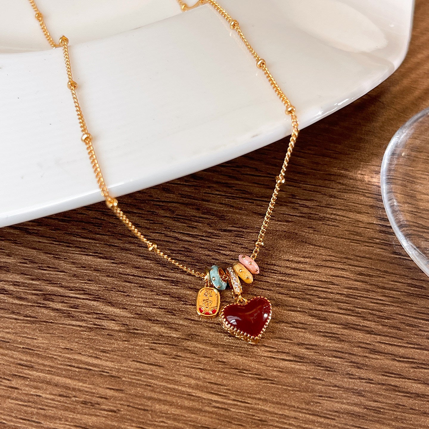 Women's Double-sided Oil Dripping Heart Affordable Luxury Fashion Elegant Graceful Necklaces