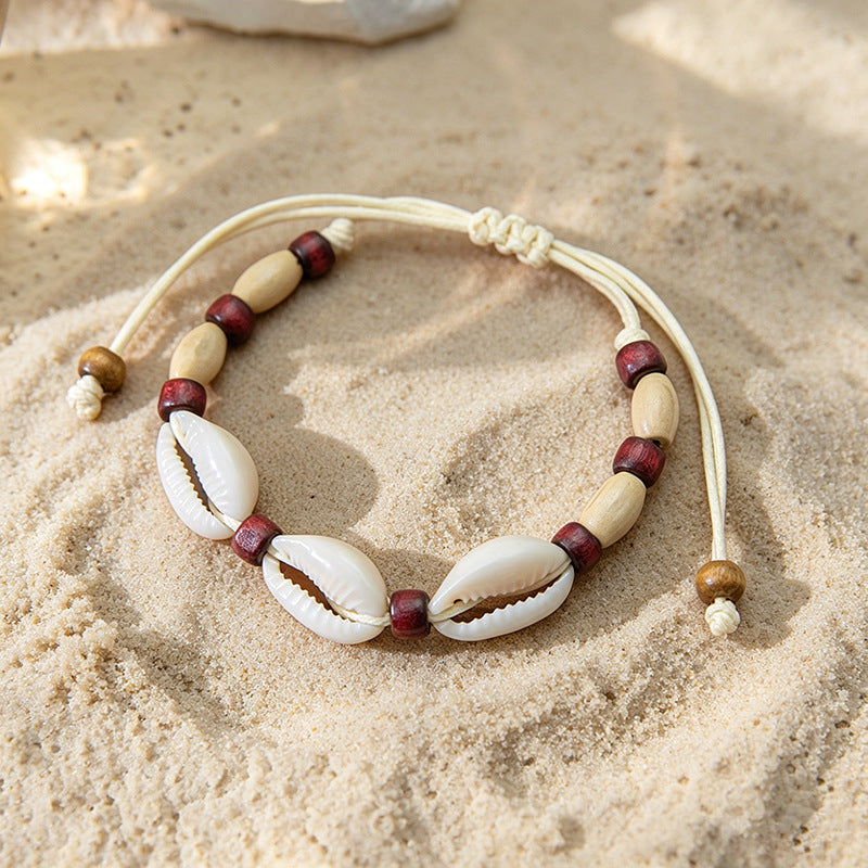 Beach Vintage Shell Bohemian Wax Line Natural Advanced Bracelet