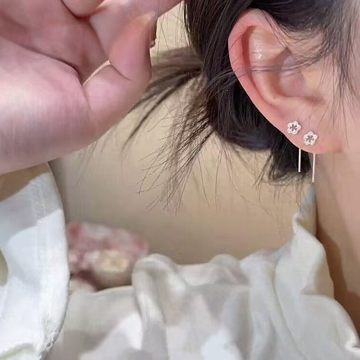 Women's Flower Simple Elegant Tassel Sterling Sier Niche Earrings