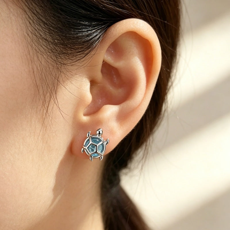 Women's Ocean Style Cute Turtle Small Delicate Stud Earrings
