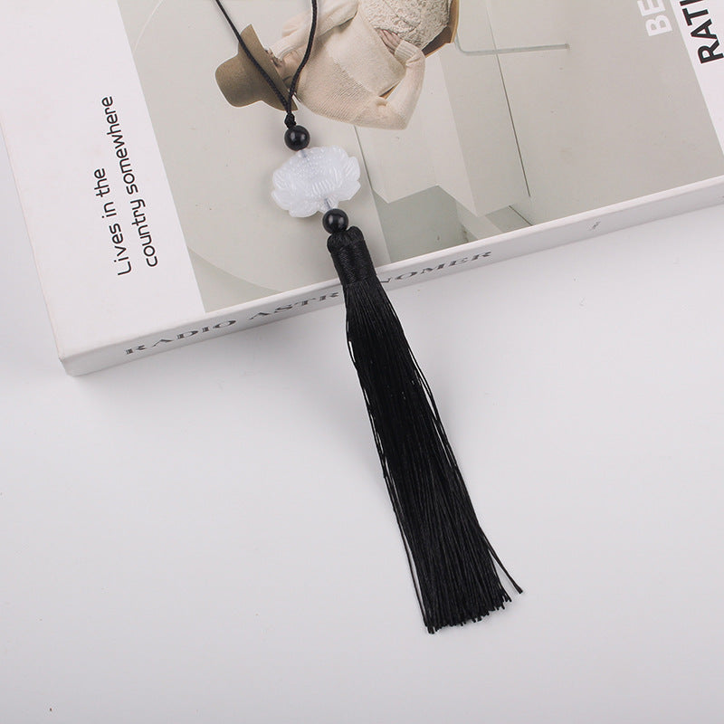 Jade Lotus Tassel Fringe Kunlun Fan Cheongsam Jewelry Accessories