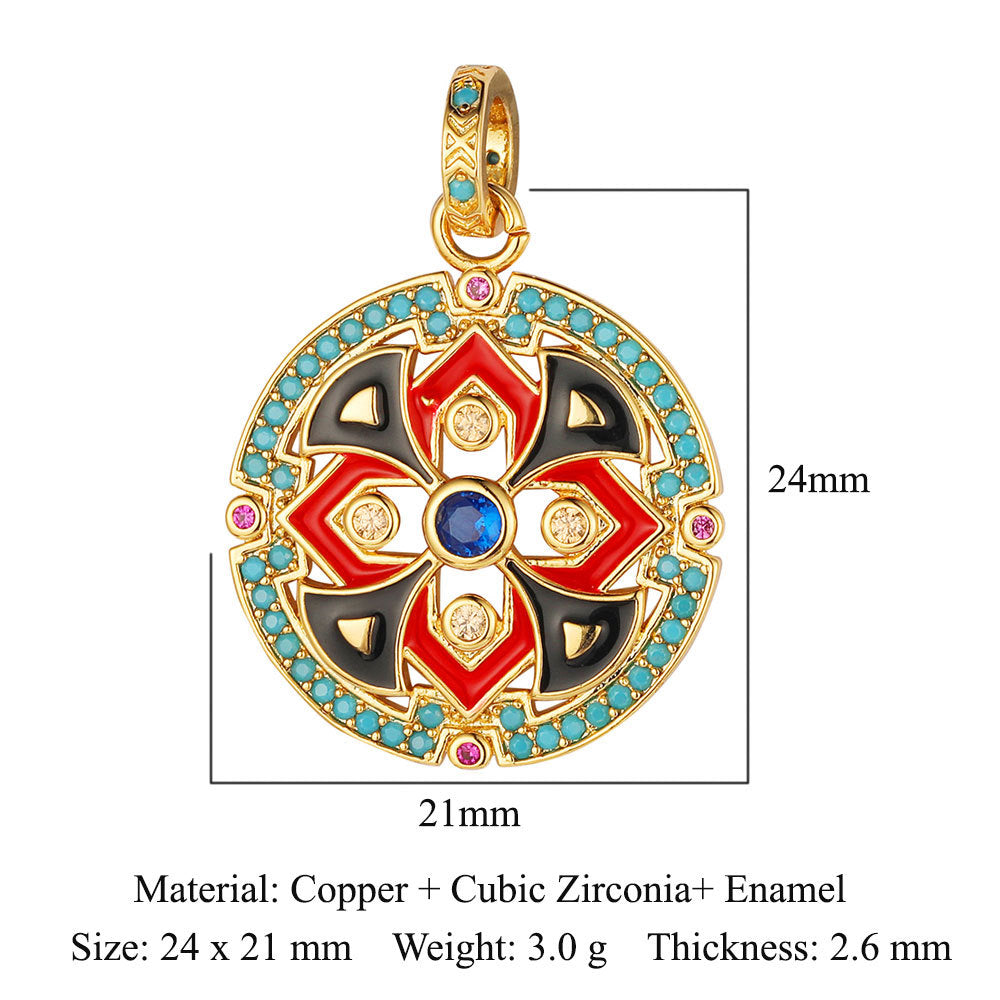 Luxury Dark Pattern Copper Zircon Peach Heart Pendants