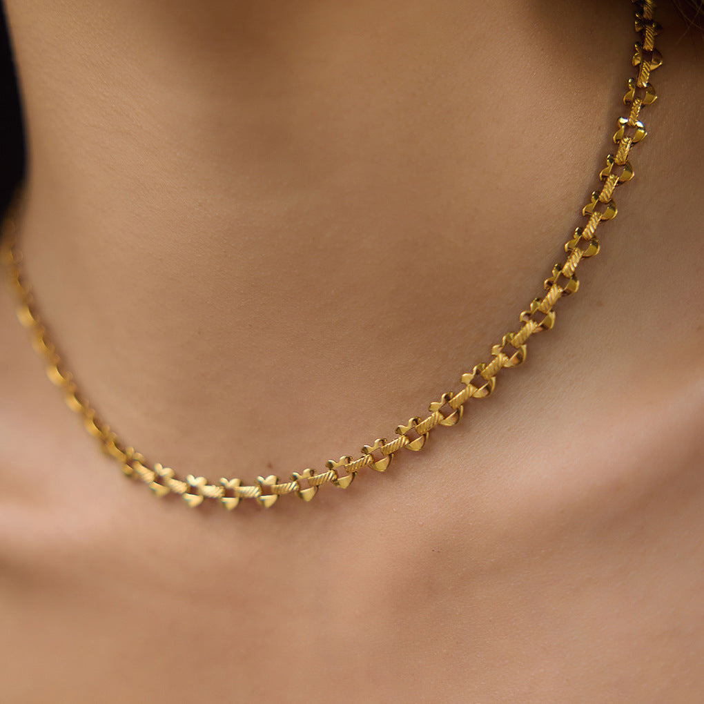Steel Love Chain Light Luxury Minority Female Clavicle Stainless Necklace