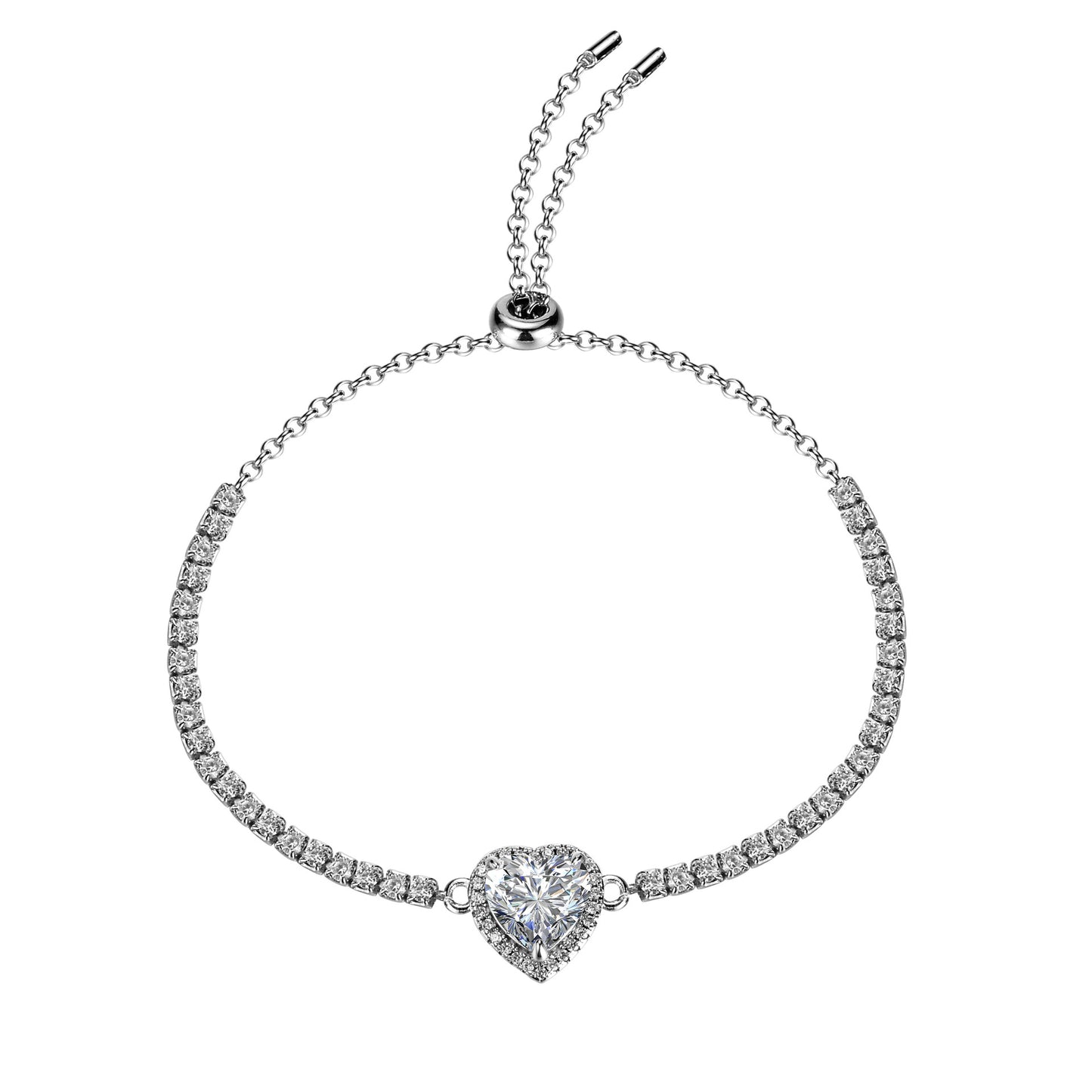 Women's Sier Diamond Moissanite Heart-shaped Simple Live Bracelets