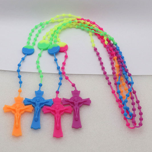 Flexible Glue Color Luminous Fluorescence Rosary Necklaces