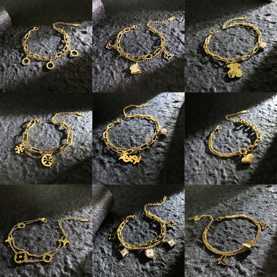 Hip Hop Fashion Roman Digital Four-leaf Clover Chain Special Trendy Bracelet