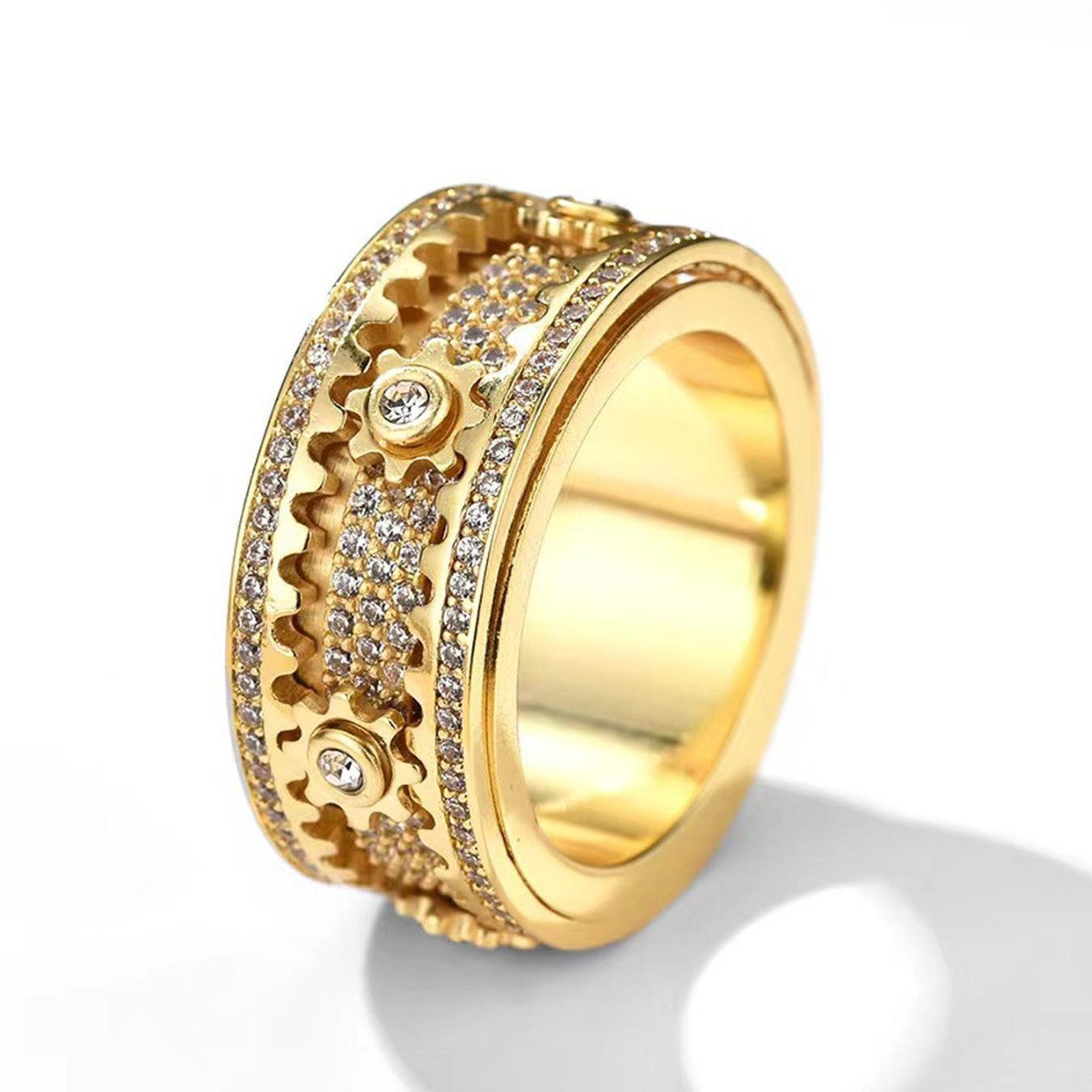 Diamond Rotating Gear Rotatable Starry Fashion Personalized Hip Hop Valentine's Ring