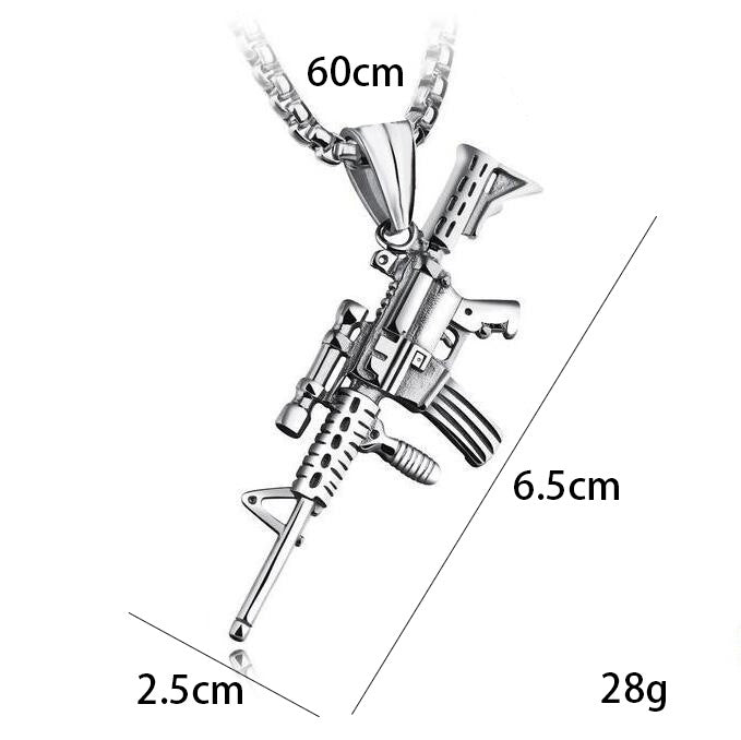 Men's Promotional Military Fan Fashion Titanium Steel Submachine Necklace