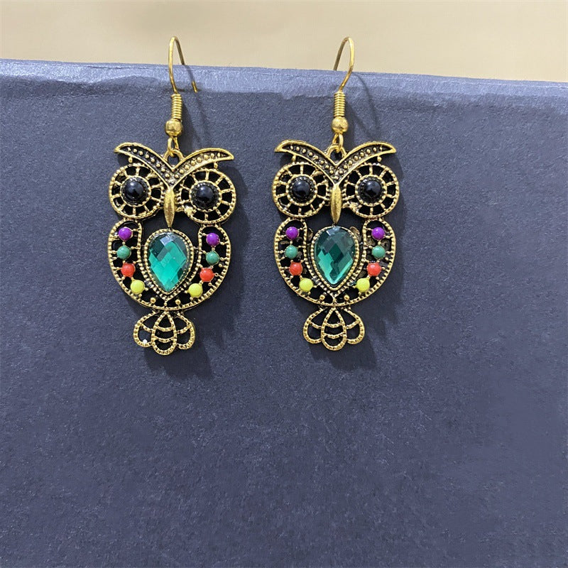Owl Cute Colorful Retro Ethnic Style Exotic Earrings