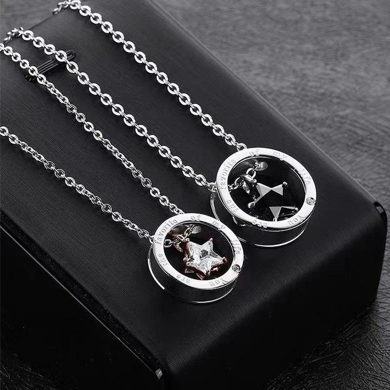 Women's & Men's Couple Memorial Titanium Steel Minimalist Hip Hop Trendy One Necklace
