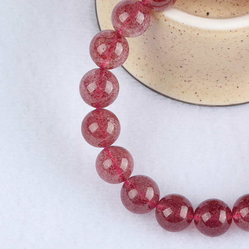 Natural Strawberry Quartz Crystal Ornament Iced Bracelets