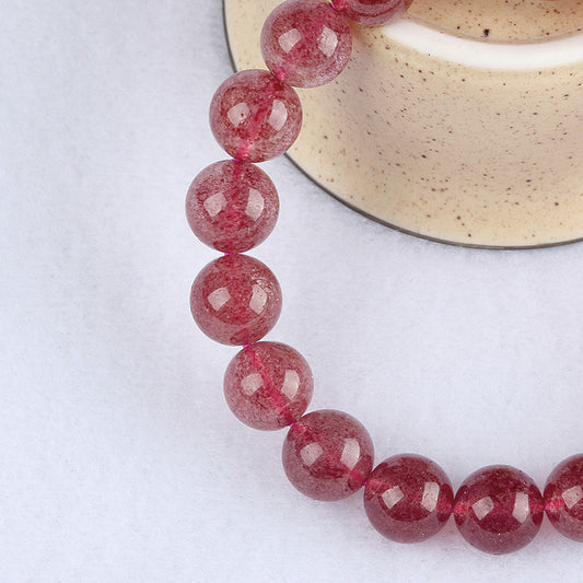 Natural Strawberry Quartz Crystal Ornament Iced Bracelets