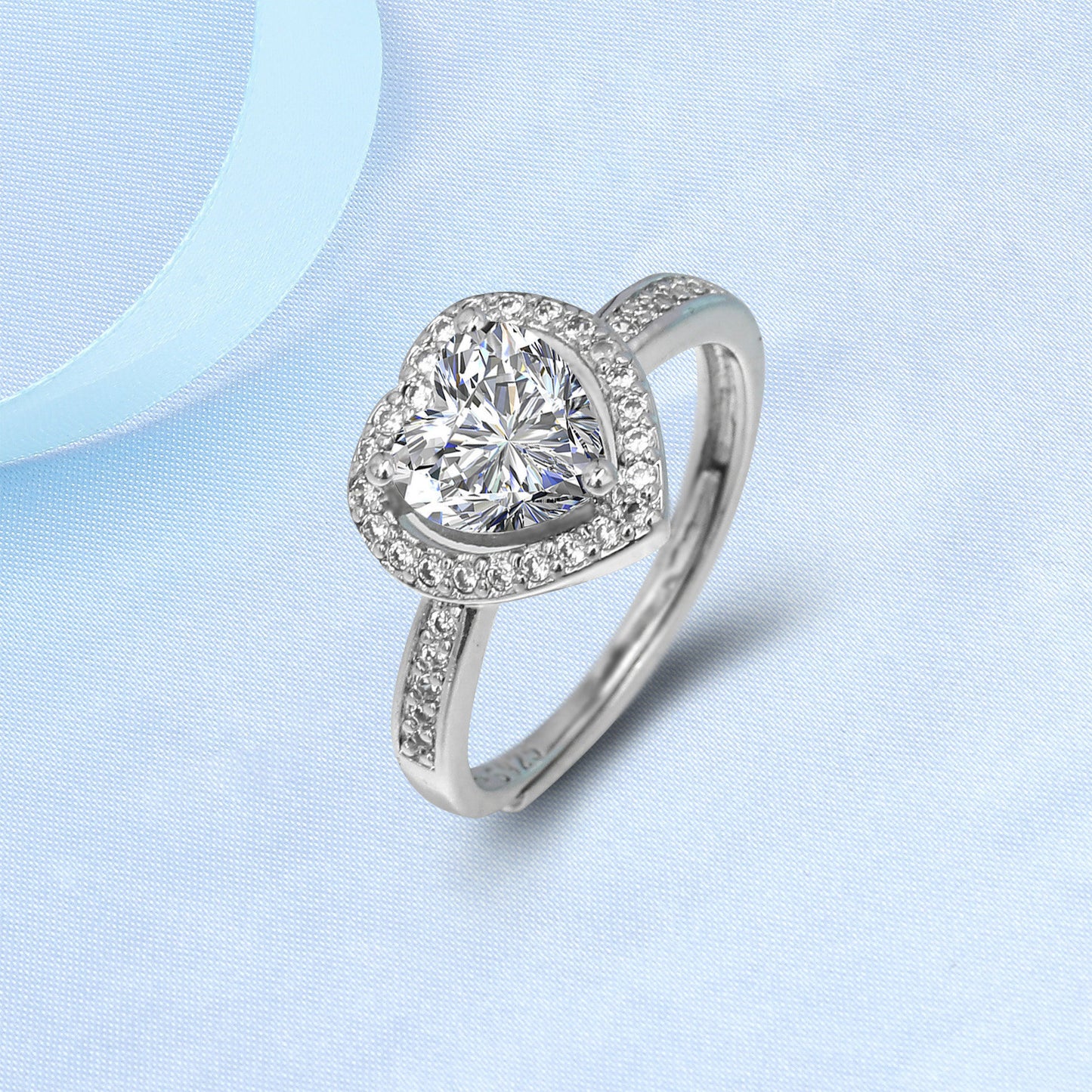 Women's Live For Moissanite Simple Love Heart-shaped Open Ring