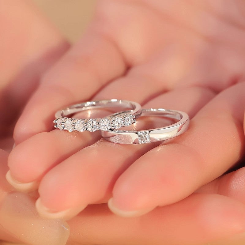 Stackable Moissanite Male Female Couple Pair Loose Mouth One Of Rings