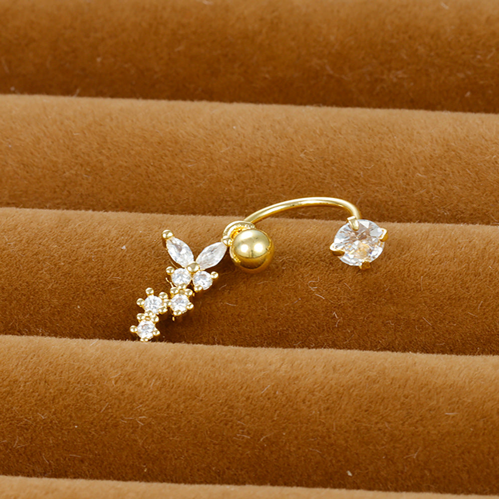 Shaped Piercing Flower Zircon Ear Bone Earrings