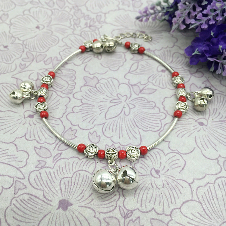 Women's Style Retro Tibetan Sier Ringing Bell Dance Bracelet