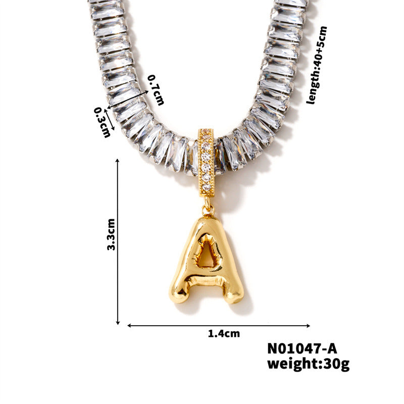 Zircon Letter English High Sense Simple Necklaces