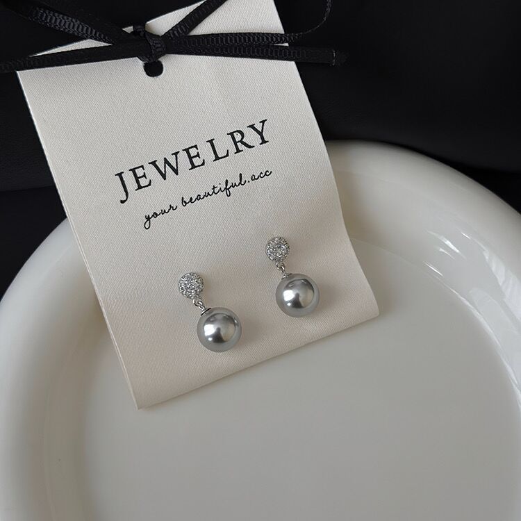 Women's Retro Zircon Pearl Sier Needle High Sense Simple Graceful Earrings