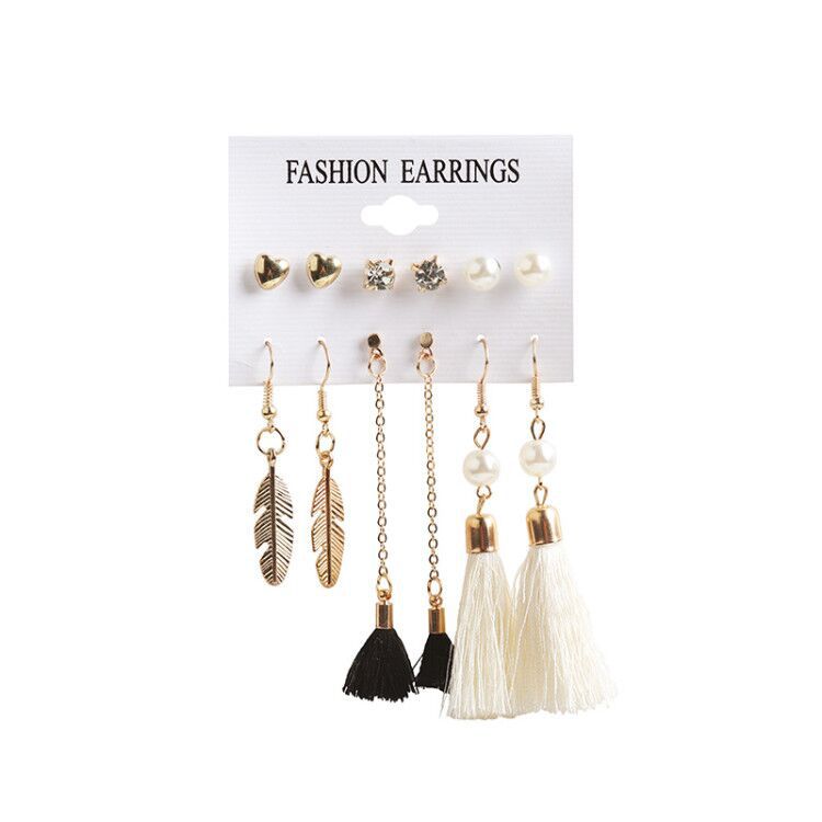 Women's Exaggerated Pearl Crystal Metal Pairs Plate Earrings