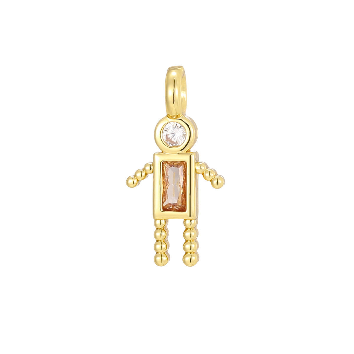 Mini For Boys Copper Plated Real Gold Micro Inlaid Zircon Pendants