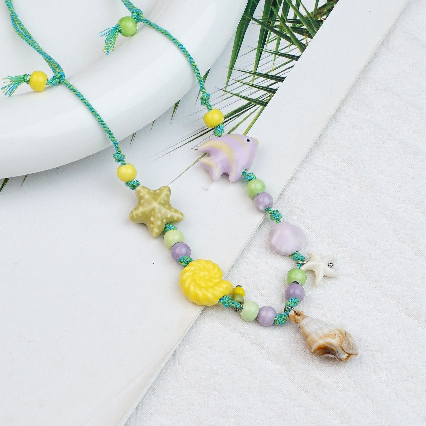 Style Personalized Trendy Ceramic Geometric Colorful Fish Long High-grade Necklace