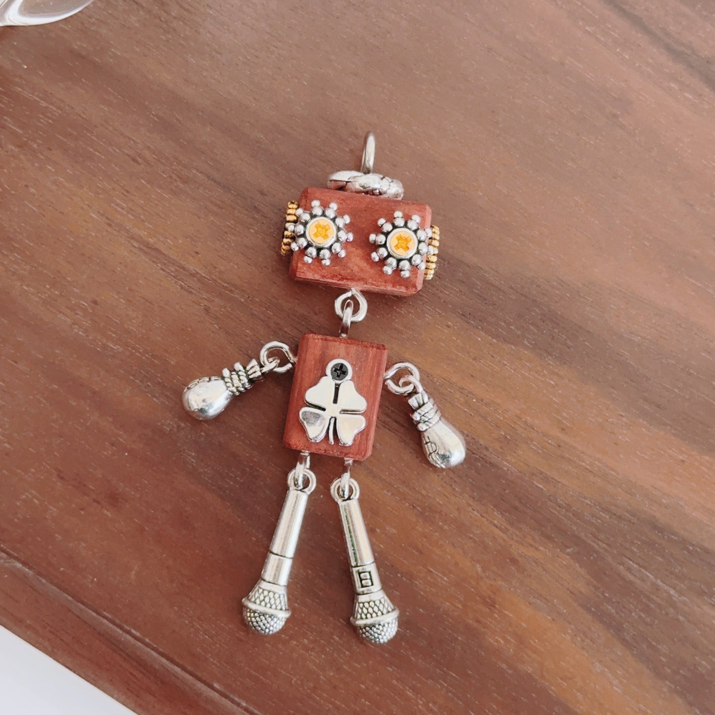 Personality Handmade Wooden Robot Hangings Accessories Pendants