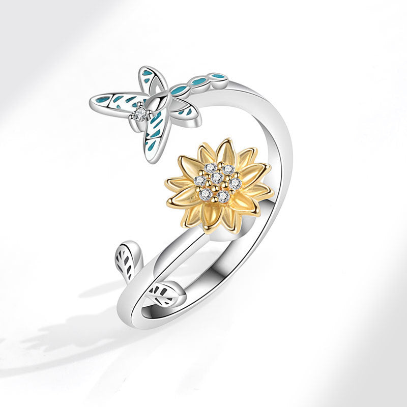 Rotatable Butterfly Female Cold Wind Niche Opening Ring