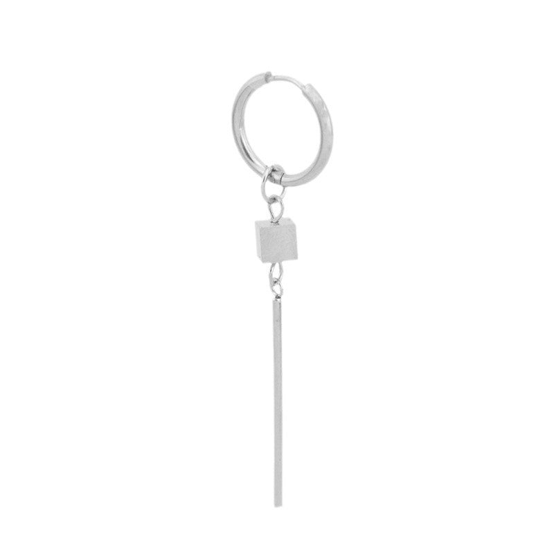 Men's Style Long Stainless Steel Square Punk Earrings