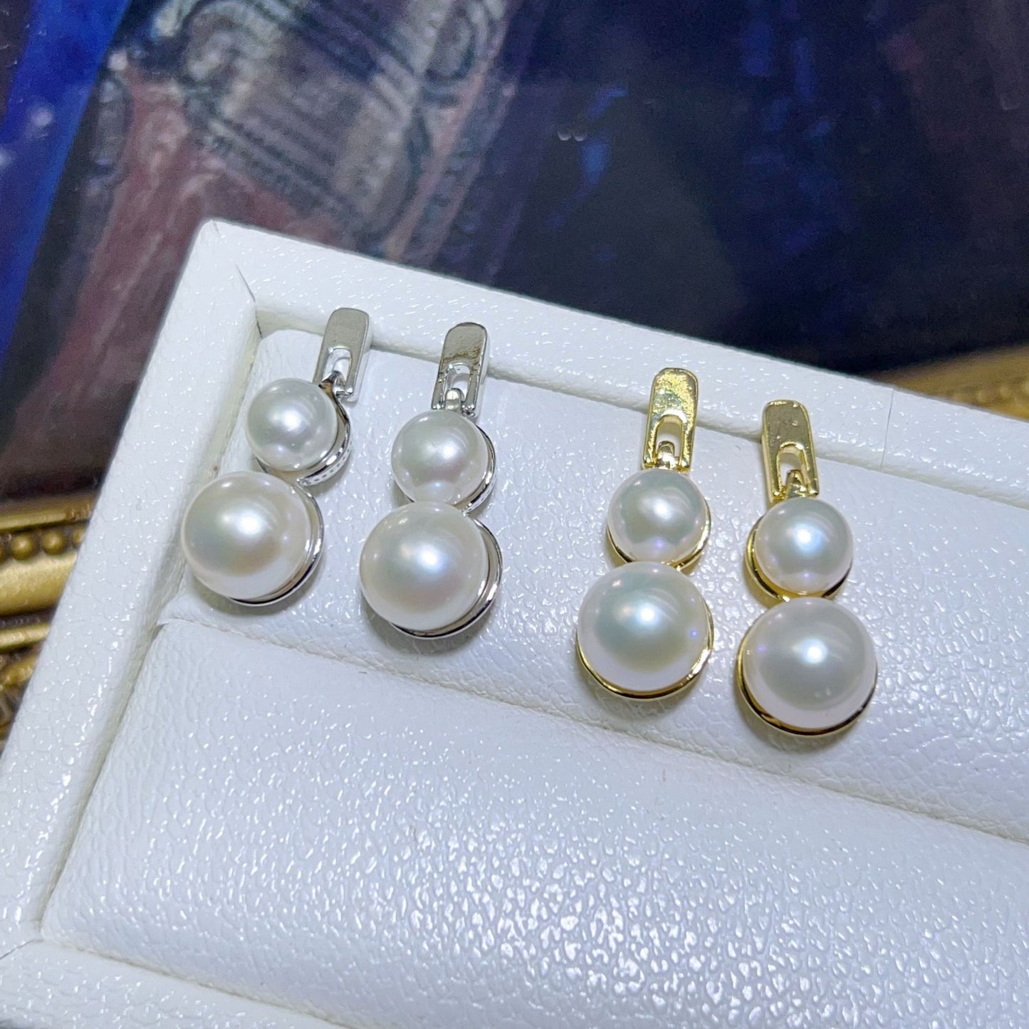 Micro Inlaid Zircon Pearl Tassel Sier Needle Earrings
