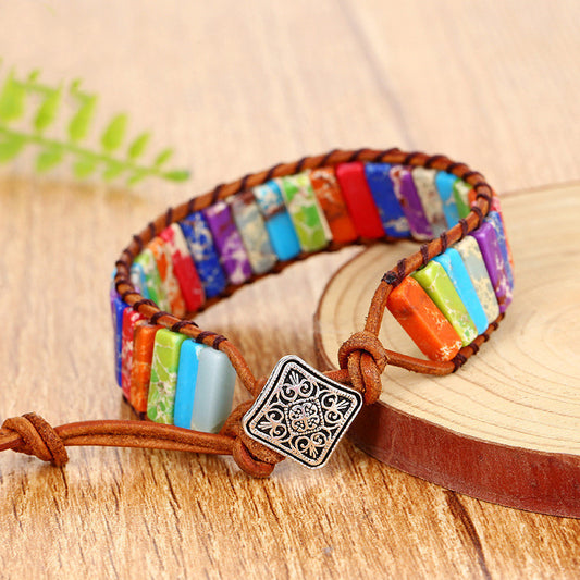Natural Stone Imitated Handmade Woven Leather String Bohemian Bracelets