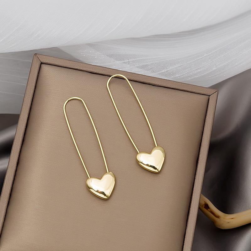 Heart Personalized Cold Style Peach Simple Long Earrings