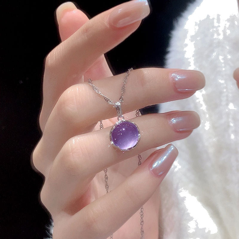 Amethyst Sier Plated Female Affordable Luxury Fashion Necklace