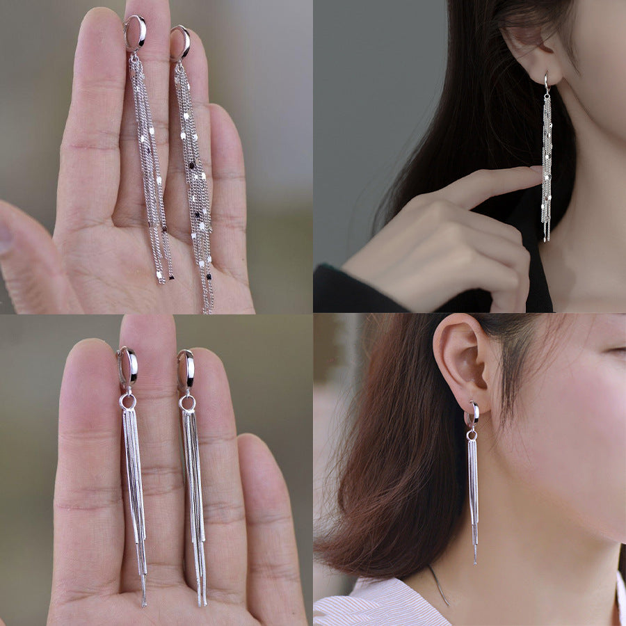Fairy Tassel Ear Clip Female Graceful Fashionable Trendy Personality Metal Earrings