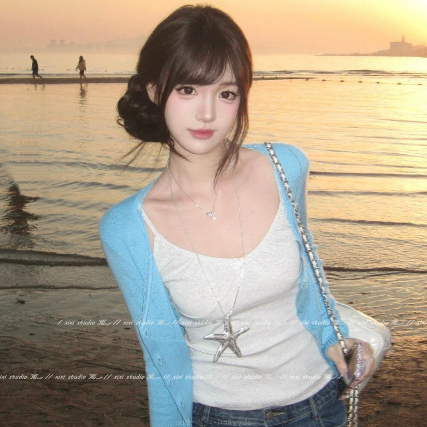 Women's Sweet Sier Starfish Long Vacation Style Twin Exaggerated Personal Decoration Pendants