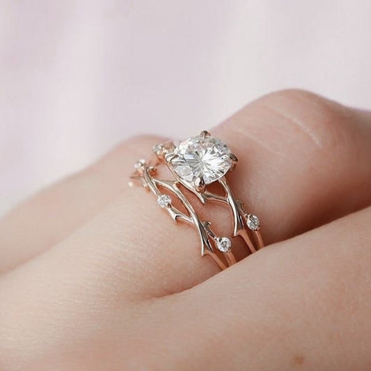 Women's Niche Zircon Proposal Diamond Rose Gold Rings