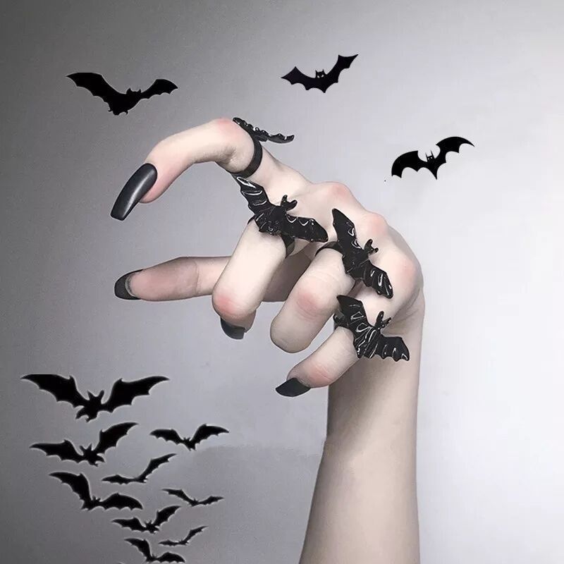 Women's & Men's Personality Gothic Open Bat For And Rings