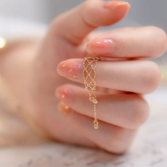 Bead Woven Mesh Lace Chain Adjustable Earrings