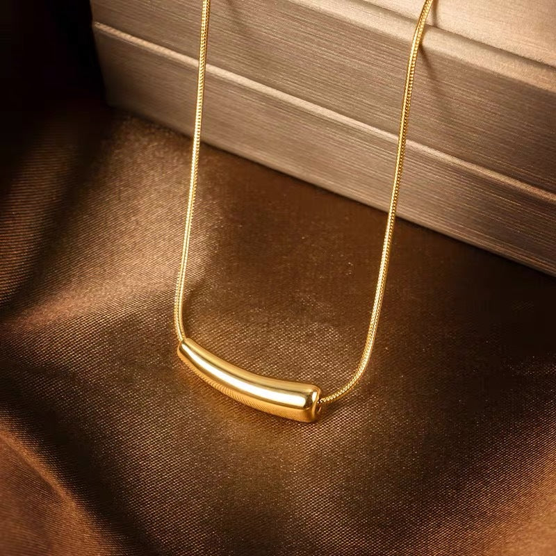 Titanium Steel Simple Cold Style Gold Eggplant Design Necklace