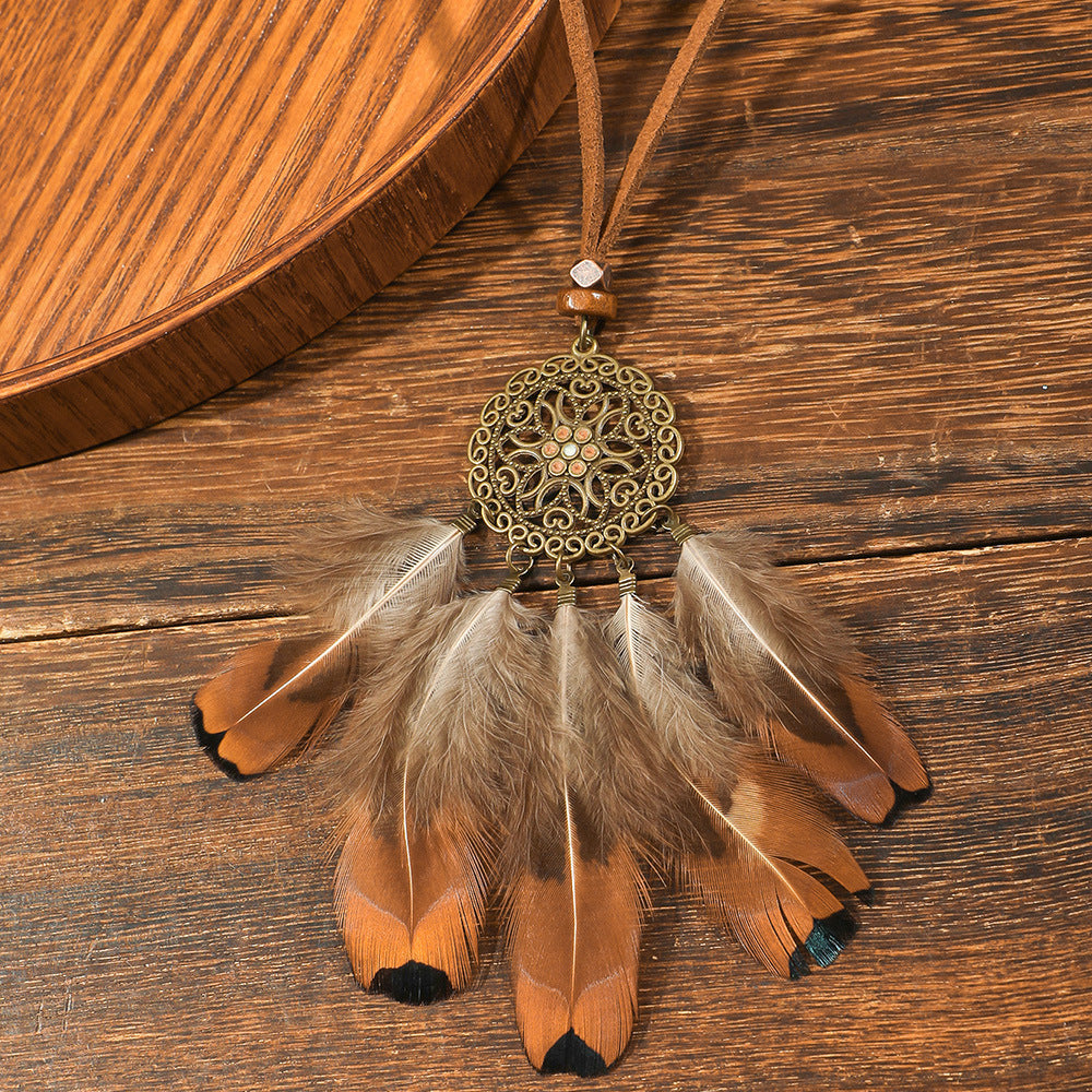 Sweater Chain Hand-woven Feather Scenic Spot Necklaces