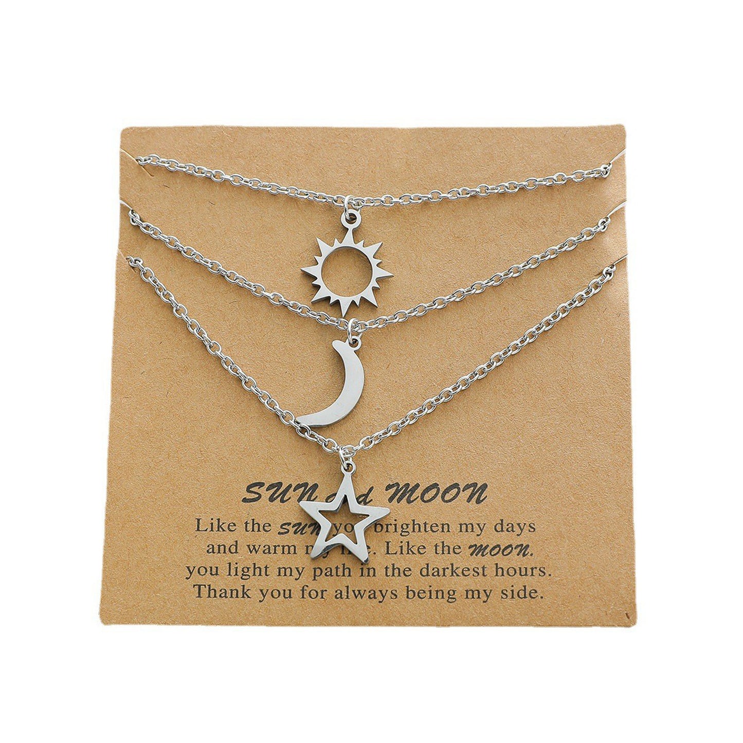 Stainless Steel Sun Moon Star Clavicle Necklaces